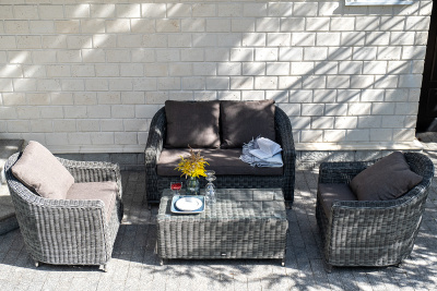 "Кон Панна" диван из искусственного ротанга двухместный, цвет графит