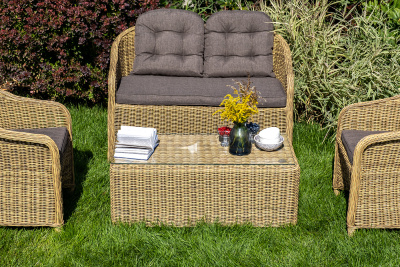 "Равенна" диван двухместный плетенный из ротанга, цвет соломенный